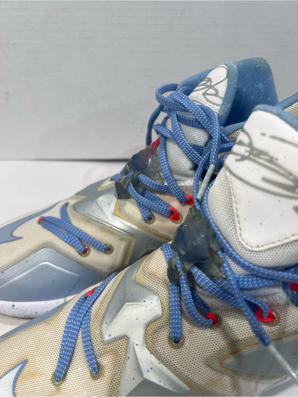 Nike LeBron 13 Light Blue and Cream High-Top Sneakers